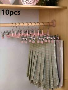 10PCS No Trace Plastic Coated Stainless Steel Pants Hangers Adjustable Non Slip Clips For Trousers Skirts Clothes Organizer Wardrobe Storage Home - Multicolor - View 8