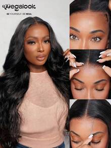 Megalook Lace Front Wig, 6x5 Inches Wavy Lace Wig, Transparent Lace, Pre-Cut & Pre-Bleached, Tiny Knots Lace Closure, Natural Looking Hair Wig