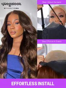 MEGALOOK 6X5 Pre-Cut Lace Invisible Knot Glueless Wig #4 Color Wavy Curly Hair Pre-Plucked Hairline Human Hair Wig Suitable For Beginners Glueless All-Day Comfortable Natural Hairline Invisible Wig For Daily Wear - S4 - View 9