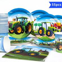 Green Farm Harvester 10-Piece Disposable Plate, Napkin And Cup Set, Includes Plates, Napkins And Cups, Suitable For 10 Guests, Disposable Paper Plates Party Supplies For Birthday, Wedding, Party, Family Picnic - Multicolor - View 1