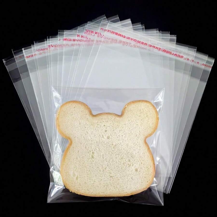 Self Sealing Cookie Bags, 100Pcs 5x5 Inches Clear Resealable Gift Wrap Cellophane Bags For Packaging Candy Treat Goodie Favors And Cookies Gift Giving - Self Adhesive Wrappers - 5x5 inch - Xem 1