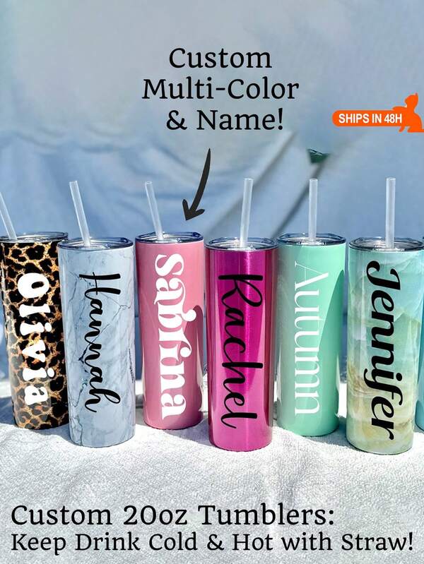 20oz Personalized Stainless Steel Insulated Tumbler - Double Wall, Customizable With Photo, Unique Christmas Gift For Her, Him, Housewarming, Leak-Proof, Fits Car Cup Holder, All Season, Ideal For Camping, Travel, Home, Office, School