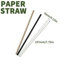 100pcs/Pack Compostable Paper Straws - 19.56 Cm Long Drinking Straws For Coffee, Tea, And Beverages,Perfect For Valentine's Day, Party Supplies,Perfect For Valentine's Day, Back To School,Party Supplies - Multicolor - View 2