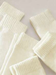 6 أزواج من جوارب نسائية سميكة دافئة من خليط الصوف بلون عاجي، للاستخدام اليومي، شتوية - لون مشمشي - مشاهدة 6