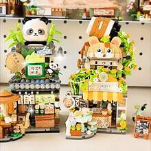 Bộ đồ chơi xếp hình 1077 mảnh ghép hình quán cà phê gấu bông mini / 860 mảnh ghép hình quán trà gấu trúc, mô hình kiến trúc đường phố dễ thương, trang trí phòng, quà tặng năm mới/Giáng sinh/sinh nhật. - người mẫu - Xem 8