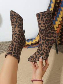 女士秋冬踝靴，新款粗跟，百搭时尚尖头设计，修身显瘦，适合派对等场合，麂皮踝靴，高跟靴，靴子，时尚后拉链靴，时尚踝靴，冬季保暖高跟靴 - 彩色 - 查看 2