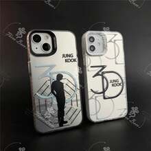 Funda de Teléfono J-JUNGKOOK 3D JK 17 16 15 14 13 12 11 Mini Pro Max Plus Protección contra Caídas Cubierta Trasera Mate Galaxy S22 S23 S24 S25 Plus Ultra - Blanco - Ver 1