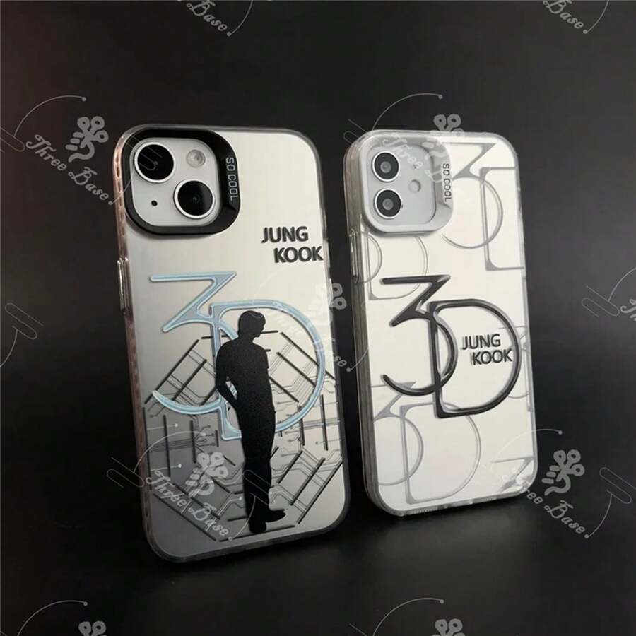 Funda de Teléfono J-JUNGKOOK 3D JK 17 16 15 14 13 12 11 Mini Pro Max Plus Protección contra Caídas Cubierta Trasera Mate Galaxy S22 S23 S24 S25 Plus Ultra - Blanco - Ver 1