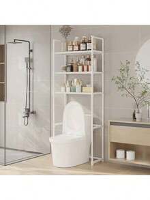 Bathroom And Toilet Storage Rack Without Punching Holes, Toilet Storage Corner Rack, Space Saving Stainless Steel Washing Machine Floor Rack, Suitable For Labor Day, Easter, Halloween, Thanksgiving, Christmas, Holiday Gift Giving, Giving To Family And Friends - 白色 - 查看 2