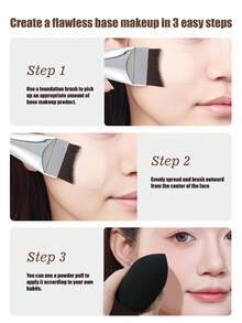 1 Dual-Ended Foundation Brush, 1 Teardrop Makeup Sponge Puff (Dual-Ended Fishtail Foundation Brush, Crescent-Shaped Flat Head, Ultra-Thin, Smooth Foundation Application Brush, Does Not Absorb Too Much Product, Dedicated For Foundation Liquid),Brush Set,Makeup Brush Kit,Make Up Brush Set,Make Up Set Complete,Makeup Brush Set,Complete Makeup Kit,Brush Kit,Brushes Makeup Set,Makeup Gift Set,Set - Multicolor - View 5