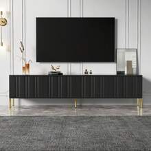 Schwarzes TV-Schrank, 190 Cm(L) X 38 Cm(W) X 48 Cm(H), Golden Tischbeine - Black - View 6