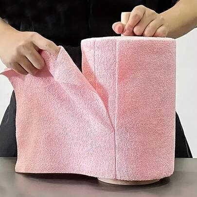 1卷可重复使用的撕取式清洁布，超细纤维清洁湿巾，洗碗布，可水洗且节省空间的设计 - 兼容纸巾架，适用于厨房、浴室、洗碗、多用途，是家庭、办公室和餐厅使用的理想选择 - 是纸巾、洗碗布、可重复使用的纸巾、清洁抹布、清洁用品的经济替代品。