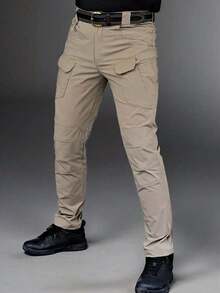 Men's Spring Autumn City Cargo Elastic Pants Trekking Hiking Camping Climbing Running Sports Cycling Work Outdoor Trousers - Màu Khaki - Xem 3