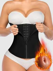 1pc Women's Sports Waist Trainer Belt, Waist Cincher, Waist Trimmer, Abdominal And Waist Shaping Corset, Waist Trimmer, Abdominal And Waist Sauna Belt, Exercise Waist Belt, Abdominal Training Tool, Sportswear, Shaping Device, Exercise Waist Belt Abdominal Training, Corset Waist Belt, Women's Front Hook Net Abdominal Control Belt, Yoga Running Waist Belt, Gift For Friends - Black - View 12