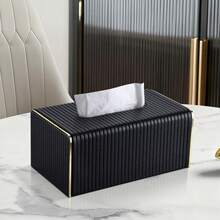 条纹 PU 皮革纸巾盒，北欧奢华风格酒店金边纸巾盒，适用于客厅卧室，创意大号餐巾纸分配器，母亲节礼物，家居浴室装饰，浴室收纳，秋季装饰，返校 - 彩色 - 查看 9