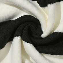 Autumn/Winter New American Dark Style BF Loose Fit High School Teenager Striped Sweater Couple Set - Black and White - View 6