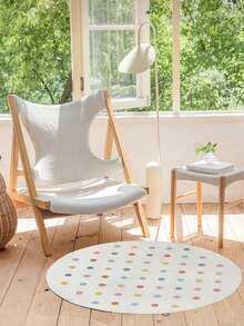 1pc Soft Plush Round Cushion Mat With Gentle Polka Dot Design - Easy To Clean, Suitable For Bedroom And Living Room Decor, Adding Cozy Charm, Washable Indoor Mat | Play Rug | Area Rug, Home Decor Carpet, Holiday Decoration Kitchen Rug