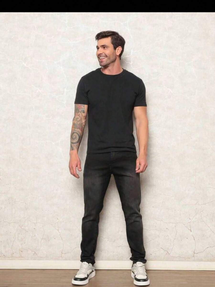 Men's Black Traditional Premium Cotton Pants - Dark Grey - View 1