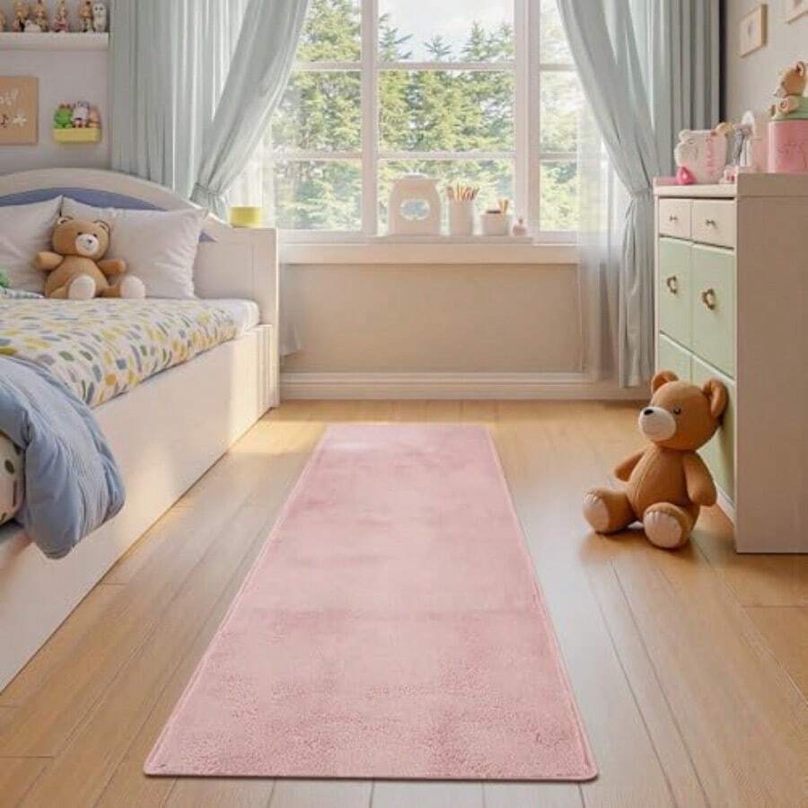 Jinchan - Alfombra de felpa sólida de 2 x 6 pulgadas lavable alfombra suave moderna de lana sintética sintética acogedora alfombra antideslizante para recámara sala de estar habitación de niños - como en la foto - Ver 1