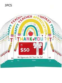 1/2/3/5/8pcs Teacher Appreciation Card & Gift Card Holder Sets | Designs For Teacher Appreciation Gifts, Christmas, And Graduation | Reusable Pocket Cards For Easy Gift-Giving And Expressing Gratitude - Multicolor - View 12