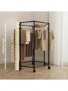Hexagonal Rotating Hanger With Wheels -360 °   Rotating Floor Standing Hanger, Portable And Space Saving Design, Suitable For Laundry, Boutique Display, And Home Storage, Weighing 150 Pounds, Clothes Hanger, Laundry Accessories, Durable Structure - màu đen - Xem 4