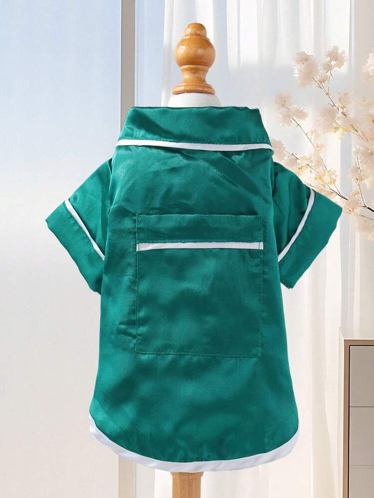 1pc Elegant & Fashionable Pet Dog/Cat Apparel, Shiny Bead Decor, White Line Accent, Minimalist Design Short Sleeve Shirt/Pajama/Loungewear, Suitable For Small Pets, All Season - Multicolor - View 20