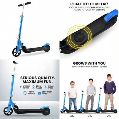 Hyper Mini Electric Scooter For Ages 511 Adjustable Height Folding Lithium Battery Blue