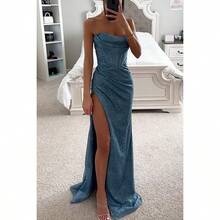 Women's Fashion Sexy European And American Hot-Selling Dress Long Gown Party Evening Dress - 銀色 - 查看 3