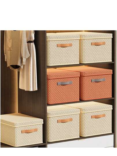 Caja de almacenaje en forma de V con tapa, plegable y de cartón duro reforzado, ideal para ropa y edredones, perfecta para el hogar. Dos colores, dos tamaños.