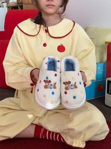 XIXITIAO 1 đôi dép đi trong nhà mềm mại và dễ thương họa tiết chấm bi hình chó, dày dặn và ấm áp, kiểu dáng thời trang, thích hợp mang trong nhà. - Trắng xanh - Xem 7