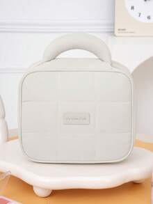 1个格子图案可爱化妆包，便携式马卡龙色极简化妆包，Y2K防水带提手洗漱包，可爱化妆包/化妆袋/护肤包/洗漱包，大容量化妆品和洗漱包，适合学生、女性，方便旅行时收纳化妆品和洗漱用品，旅行必备，邮轮必备，宿舍必备 - 彩色 - 查看 13