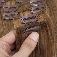 Human Hair Extensions Clip Ins Medium Brown Mixed Caramel Blonde Clip In Hair Extensions #4/27 Blonde Highlights Real Hair Extensions Clip In Human Hair For Women 8pcs - S4/27 - Xem 5