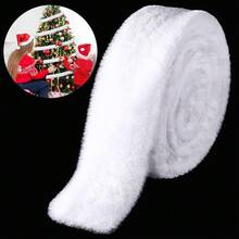 1PC 1.5m/5m/10m White Fluffy Faux Fur Trim For Christmas Tree Skirts & DIY Crafts, Christmas Decorations For Home