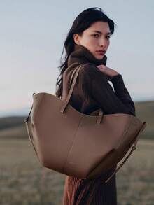 Premium Elegant Genuine Leather Commuter Tote Shoulder Bag - 棕色 - 查看 8