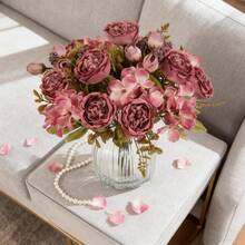 1/80PCS Artificial Flowers-Silk Peony, Hydrangea, Fake Plants, Home, Dining Room, Living Room, Outdoor Garden Decoration,Mother's Day Gifts, Birthday Gifts, Graduation Season Gifts,Wedding Season, The Art Of Inserting Flowers, Photography Props, Flower Wall, Flower Wreath, Bridal Bouquet, Wedding Decoration, DIY Flower Wreath Materials, Birthday Party Decoration Materials, Home Decoration Accessories, Valentine's Day. - Hot Pink - View 5