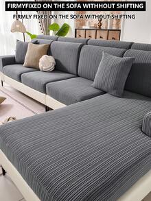 1pc Stretch Thickened Warm Sofa Cover, Non-Slip Full Coverage Sofa Seat Cover, Suitable For All Seasons, Fabric Thickened Sofa Slipcover, Machine Washable, Pet Friendly, Protects Sofa, Adjustable For Corner Sofa, Applicable To Bedroom, Office, Living Room Combination And L-Shaped Sofa Blanket And 1/2/3/4 Seat Covers - Dark Grey - View 8
