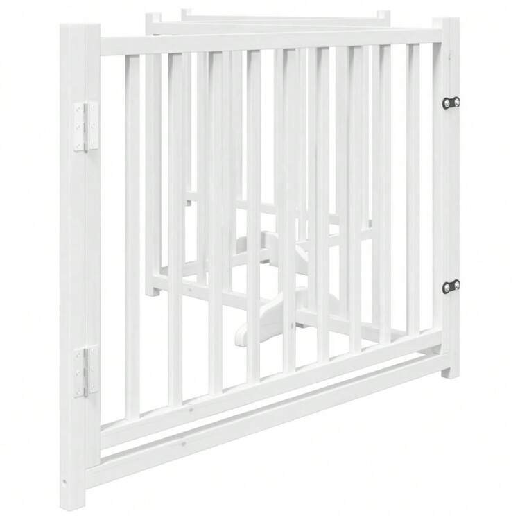 vidaXL 4-Tlg. Hundetor Mit Tür Faltbar Weiß 320 Cm Massivholz Tanne - 白色 - 查看 4