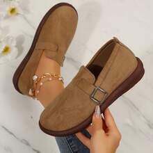 Outdoor Spring Autumn Womens Shoes Ladies Shoes Loafers Flats Walking Travel Cozy Padded Suede Clogs Adjustable Buckle Rounded Toe - Maroon - View 1