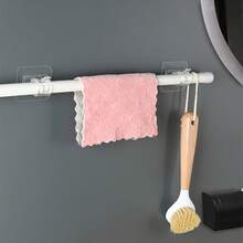 8pcs Curtain Rod Brackets No Drilling, Self-Adhesive Curtain Rod Brackets No Nails Adjustable Curtain Rod Hooks Curtain Hangers, For Bathroom Kitchen Hotel, Practical Hooks - 黏性支架夾 - 8 個 - 查看 2
