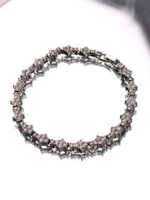 1pc Fashionable High-End Minimalist Unique Personalized Full Diamond Cross Flower Chain Men's Bracelet, Suitable For Daily Commute, Holidays, Parties, Men's Jewelry - Multicolor - View 2