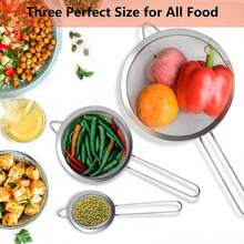 3pcs/1pc Stainless Steel Fine Mesh Tea Strainer With Handle - Japanese Style Matcha Powder Sifter