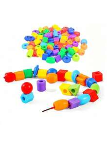 170 piezas Juego de cuentas de plástico, formas divertidas, promueve el desarrollo de habilidades motoras finas - Juguetes de cuentas, números, habilidades de actividad, educativo, kit DIY, adecuado como regalo de Navidad y cumpleaños - Multicolor - Ver 5
