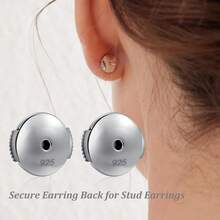 Earring Backs - Locking Safety Lifter Secure Hypoallergenic Silver Magic Earring Backs Replacement For Stud - B:扁平耳環底托 - 金色和銀色 - 查看 8
