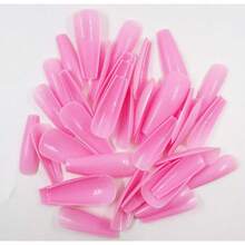 100pc Extra Long Pink Colored Coffin Press On Nails Ballerina False Fake Acrylic Nail Tips Full Cover Fingernail Designs Artificial Nails For Women FFgirls Salon Nail Art DIY (Pink){Inchcolor_nameinch:InchPinkinch} - Pink - 查看 7