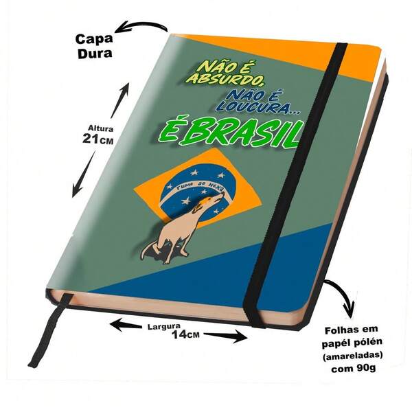 Caderno Sketckbook ou anotações BRASIL capa dura 160 páginas