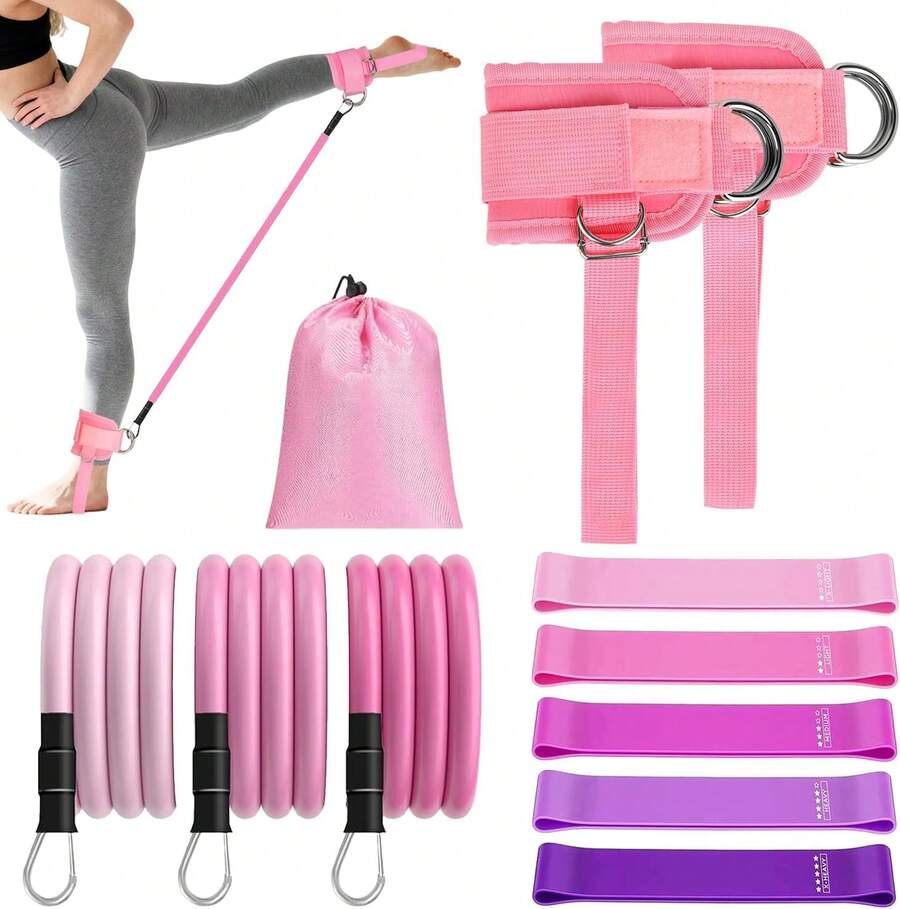 2PCS Grilletes para Tobillo Gym Mujer con Soporte para Talón, Correas de Tobillo de Fitness Ajustabl, Bandas de Tobillo para Entrenamiento para Ejercicios de Piernas, Glúteos para Hombres y Mujeres - Mezclado - Ver 1