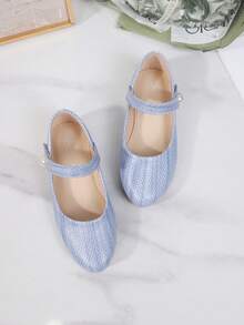 1 Pair Simple & Fashionable Flat Pearl Decor Girls Casual Outdoor Shoes