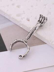 1pc Adjustable Skull Hand Cigarette Ring - Retro Weathered Silver, Black, Gold - Personalized Statement Jewelry, Suitable For Halloween/Music Festivals/Daily Wear - Multicolor - View 4