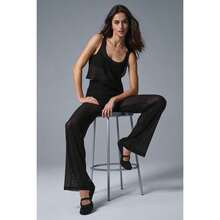 Alo Yoga Striped Mesh Tropical Nights Flare Pant - Black |  | Pilates Set - 黑色 - 查看 3