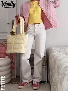 Women's Casual Versatile Solid Color Straight Leg Jeans White Spring - White - View 8